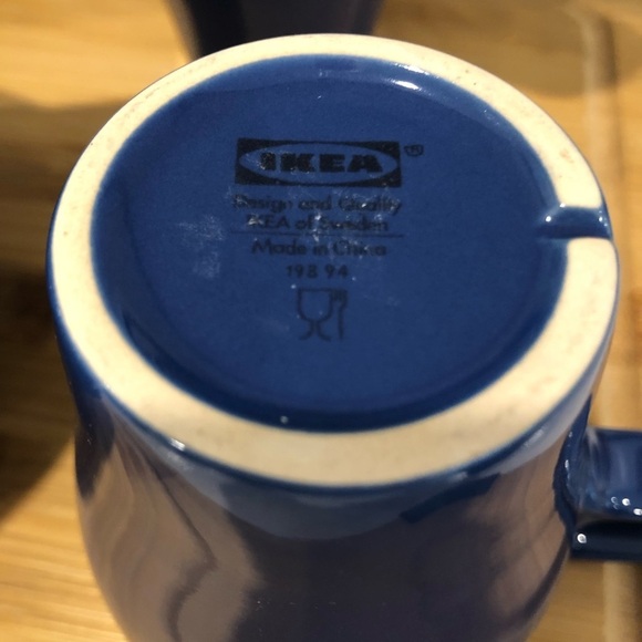IKEA (8) set Fargrik Blue Coffee Tea Mugs and Teapot  Stackable 8oz - Picture 5 of 9